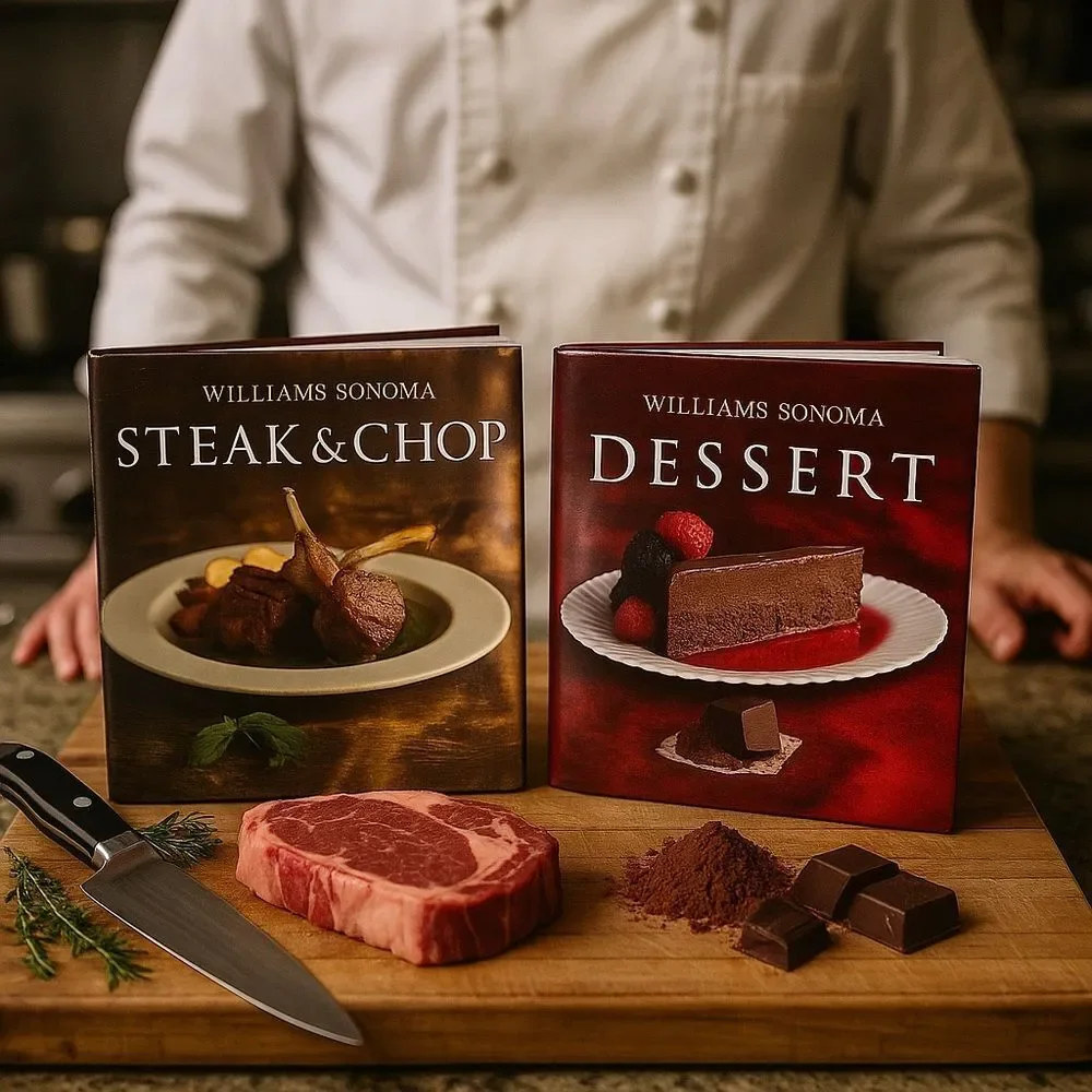 Williams Sonoma Steak & Chop Dessert Cookbook Set Gourmet Recipe Kitchen